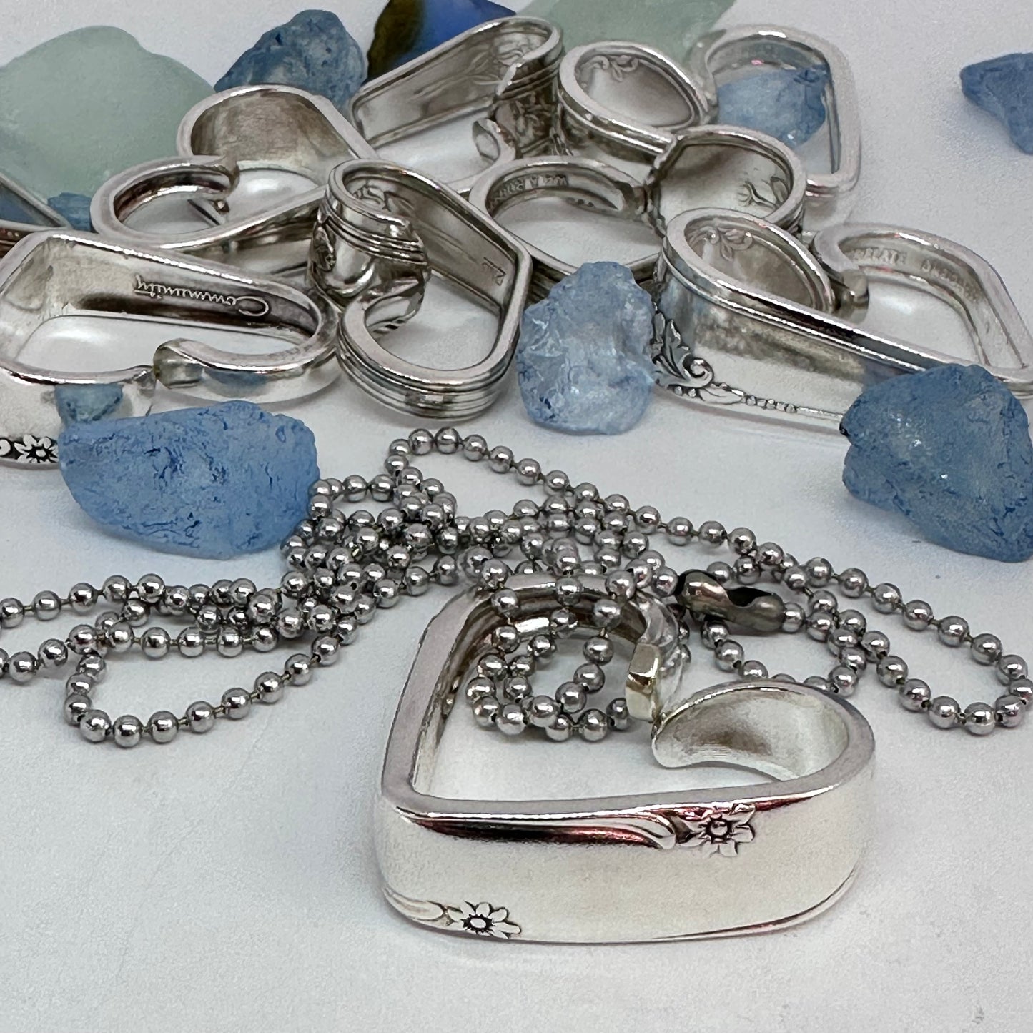 Hearts made from Vintage Silverware | Bent Spoon Fork | Heart-Shaped Pendant Necklace Keychain Key Ring | Silverware Jewelry | Love | Valentine's Day Gift