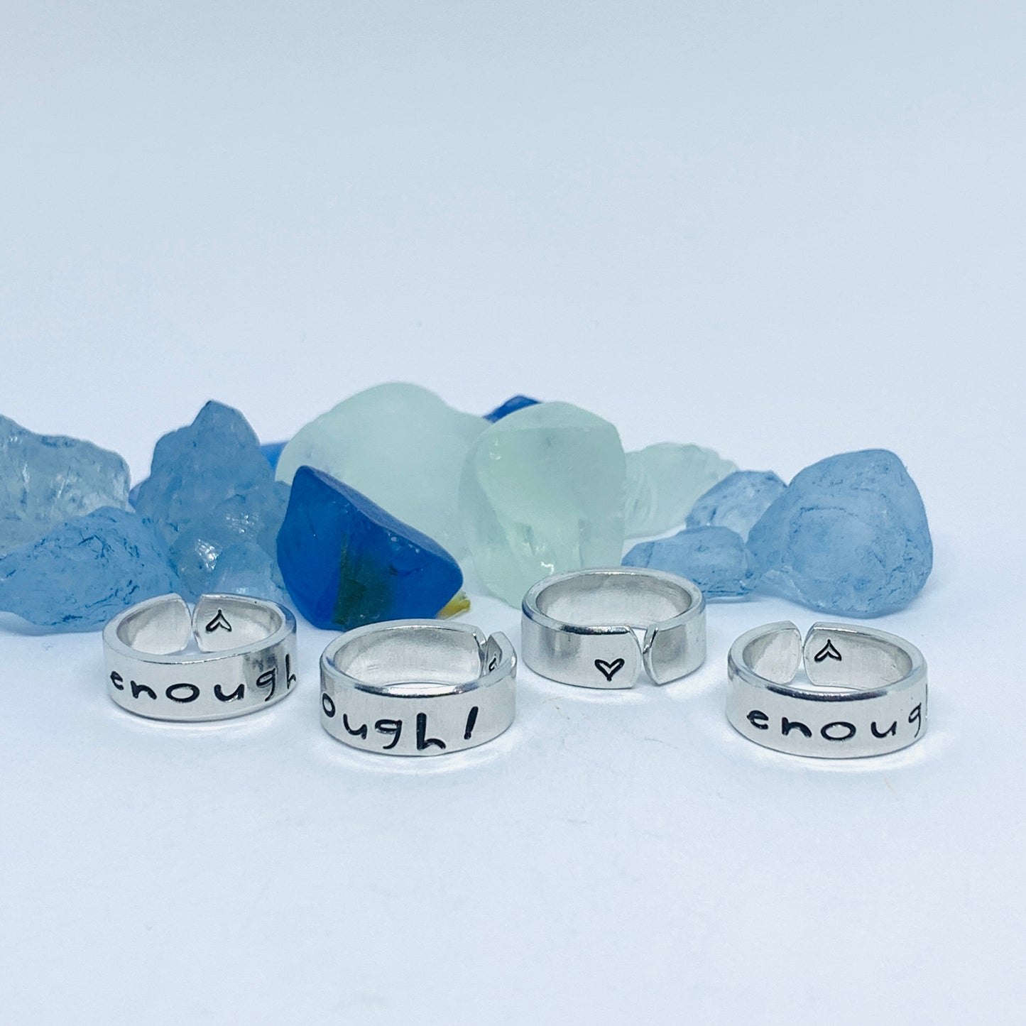 ENOUGH! Hand Stamped Ring | Pinky Promise | Self Worth Jewelry | Gun Safety | Stamped Metal Cuff Ring | No More | Fundraiser