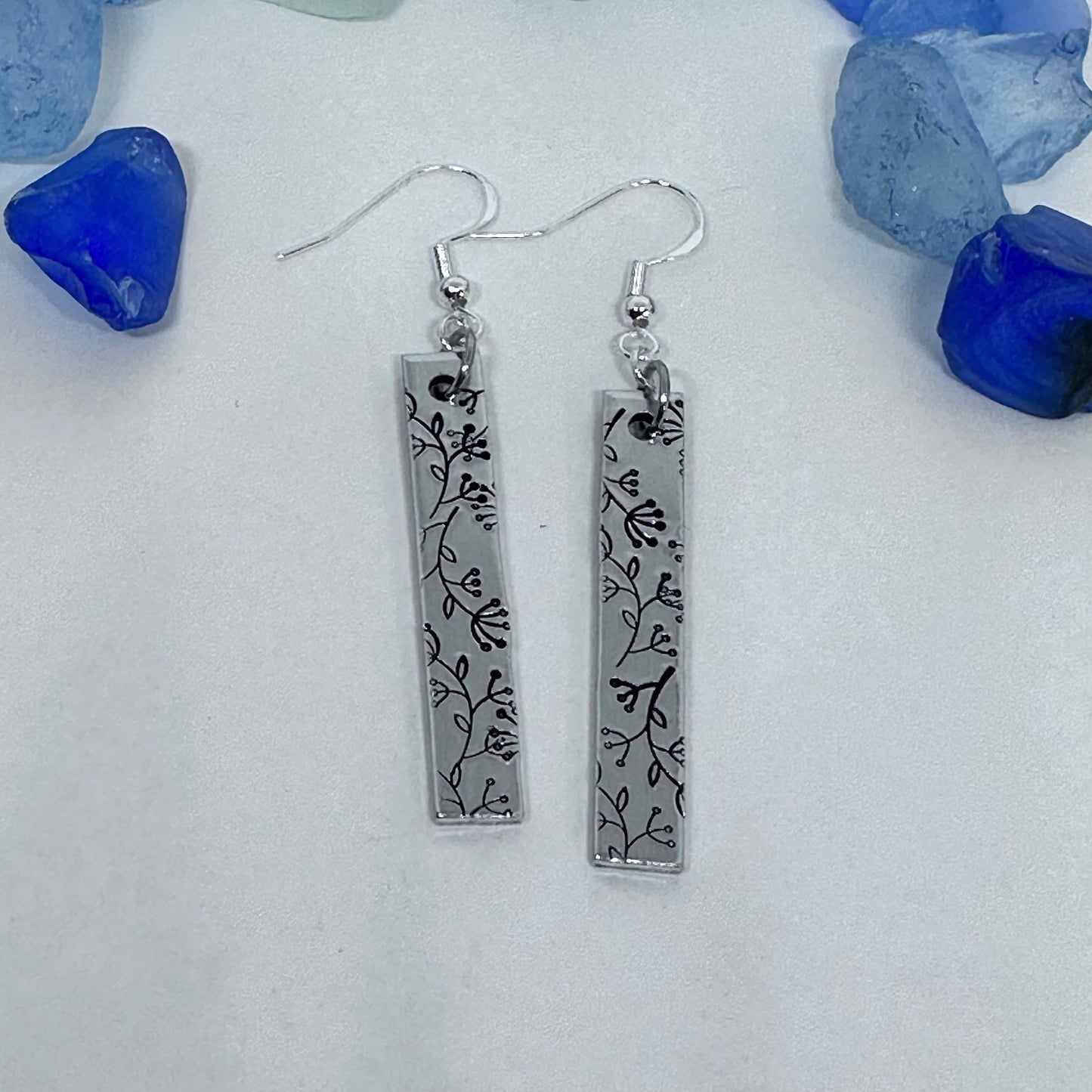 Dangling Floral - Hand Stamped Earrings
