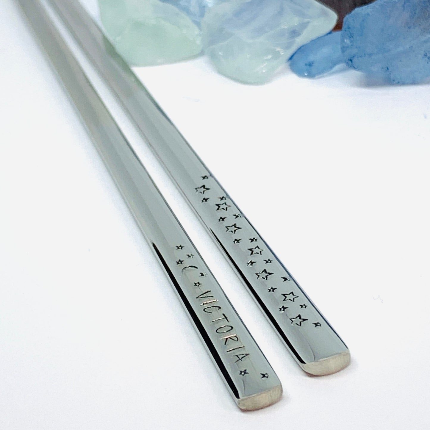 Personalized Chopsticks | Hand Stamped Stainless Steel Chopsticks | Customized Utensils | Housewarming Gifts for Couples