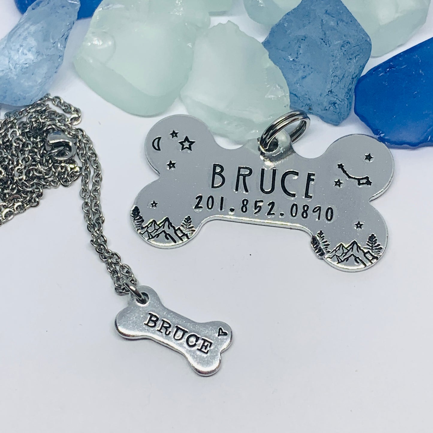 Personalized Dog Bone Pendant | Hand Stamped Metal Bone Charm | Gift for Her | Puppy Dog Gifts | New Puppy Gift Idea | Pet Loss Memorial