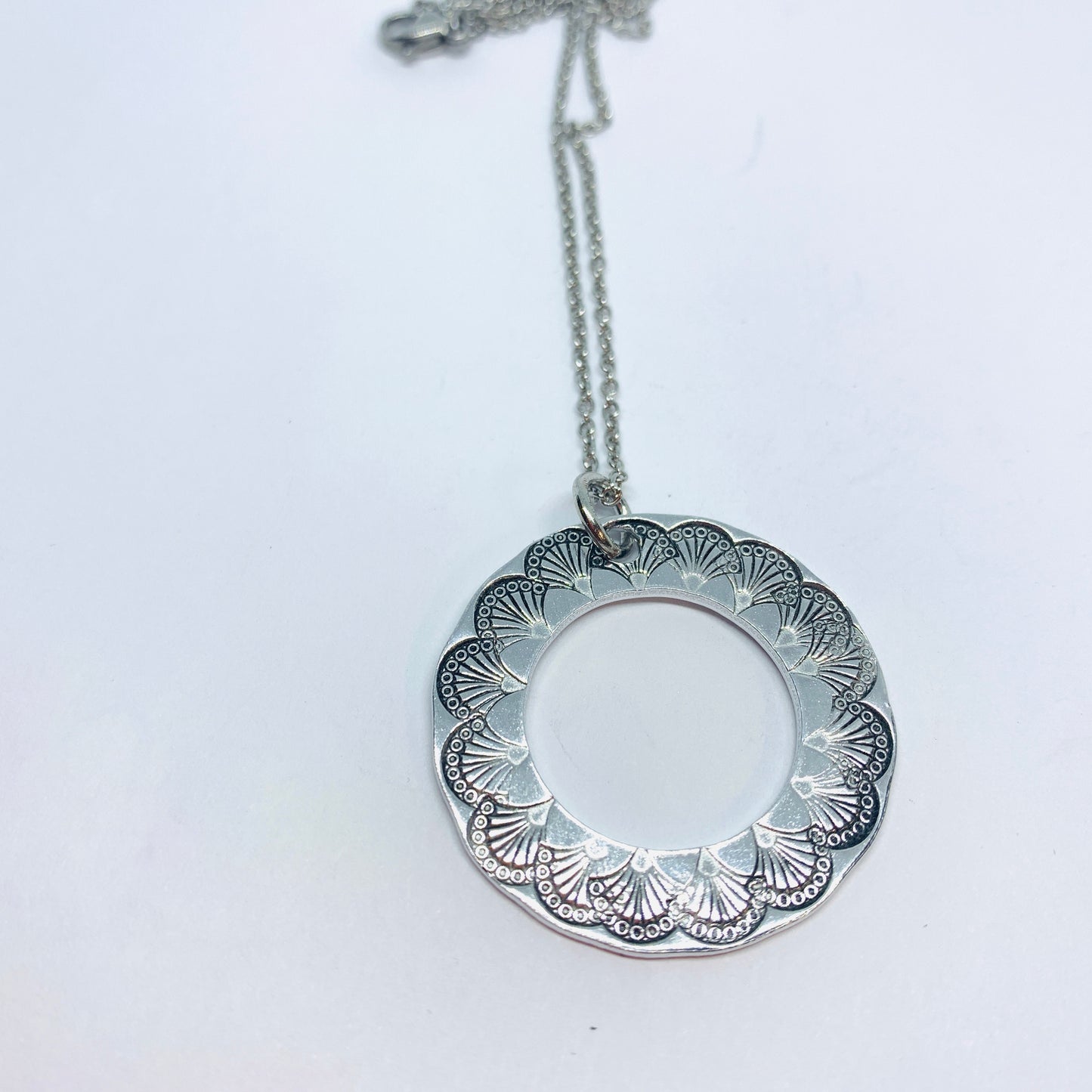 Fan Washer Necklace - Hand Stamped Necklace