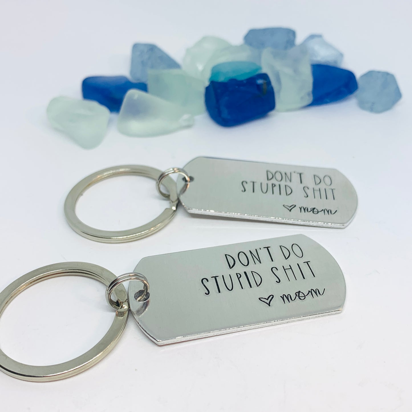 Don’t Do Stupid Shit Love Mom| Hand Stamped Metal Keyring | Drive Safe Gift from Parents | Teenager Keychain Gift | Graduate Gift Idea