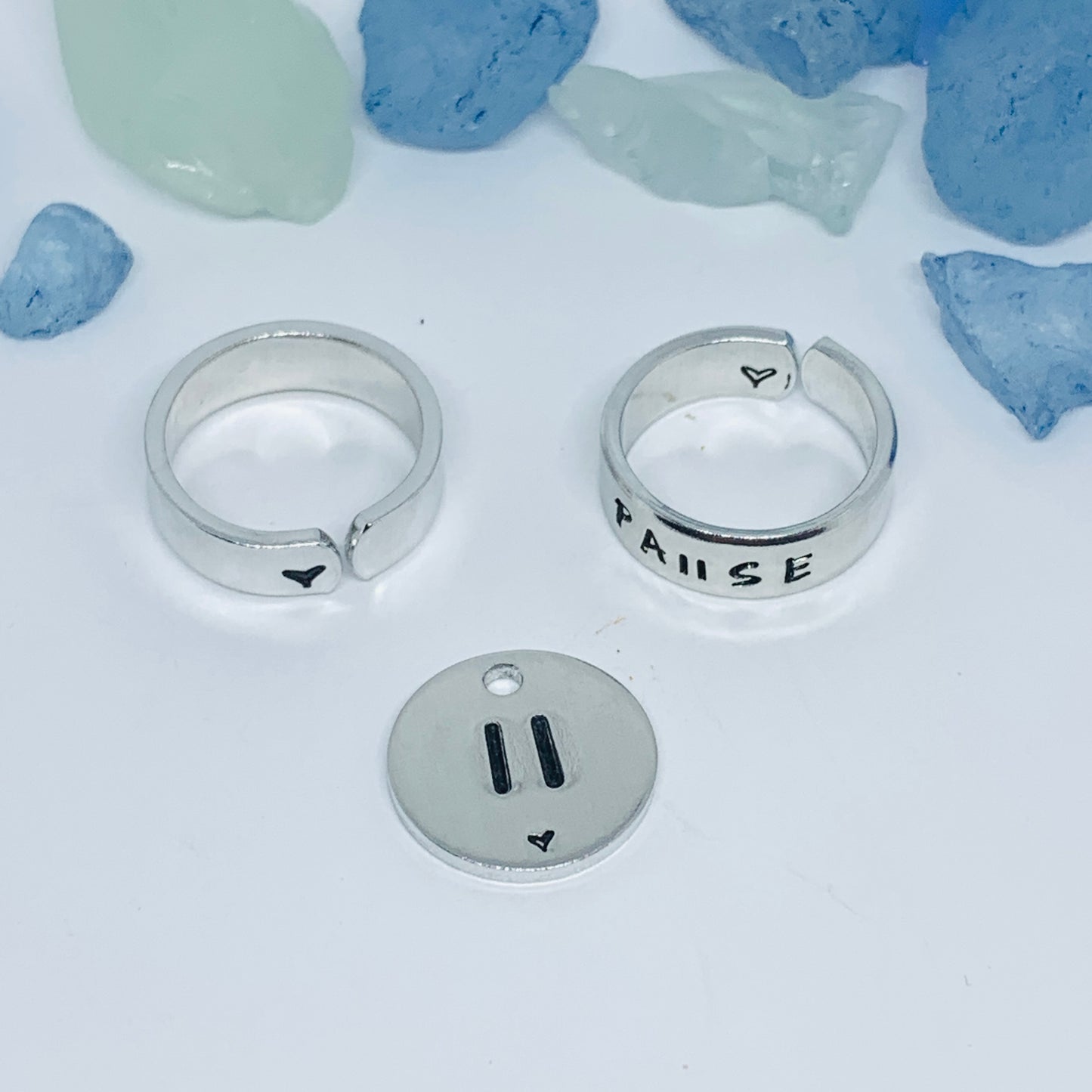 PAUSE Hand Stamped Ring | Relax Meditation Ring | Stamped Metal Cuff Ring | Gift for Them | Peaceful Jewelry