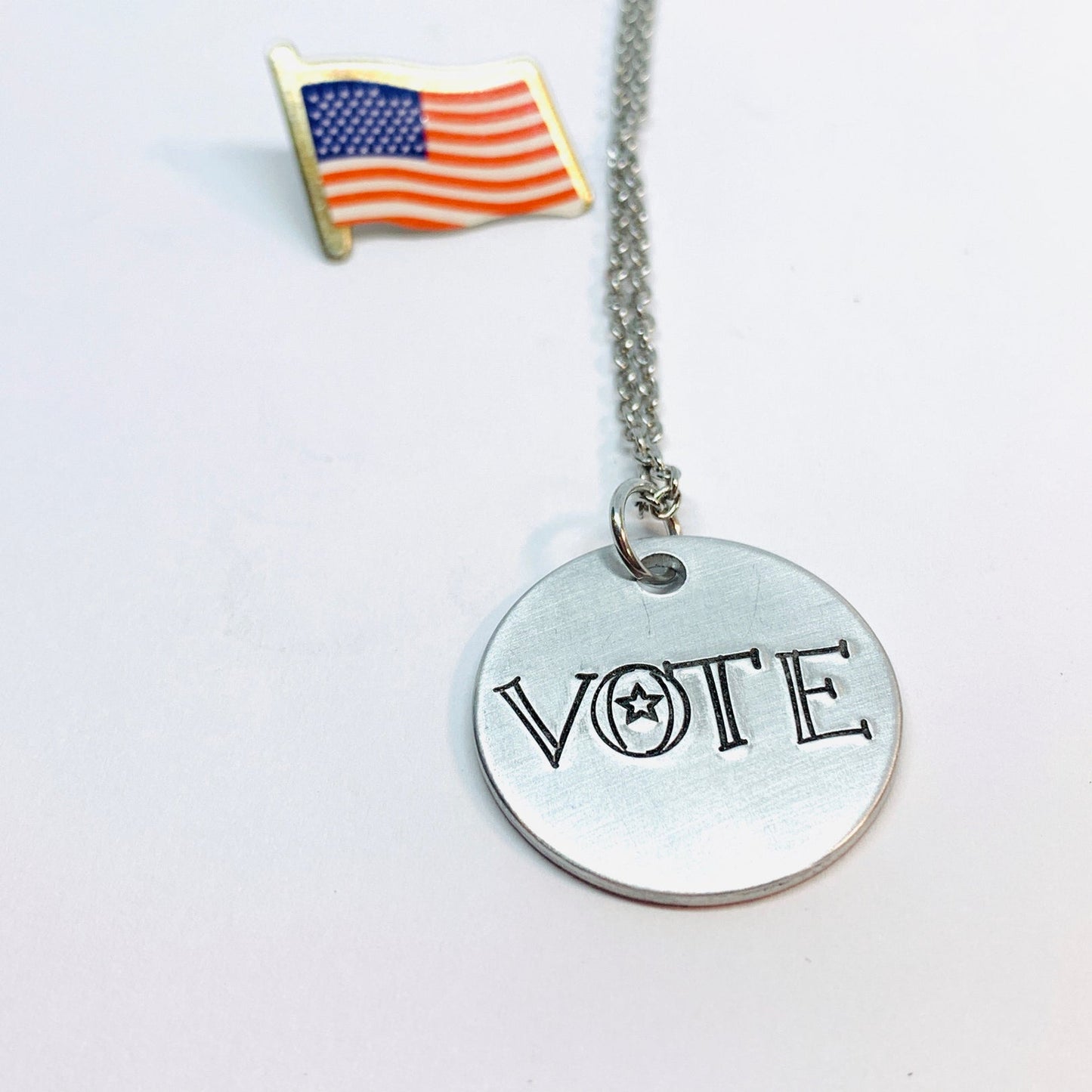 VOTE - Hand Stamped Ring and/or Necklace | Patriot Privilege | Democratic | Voting Rights | Presidential Senatorial