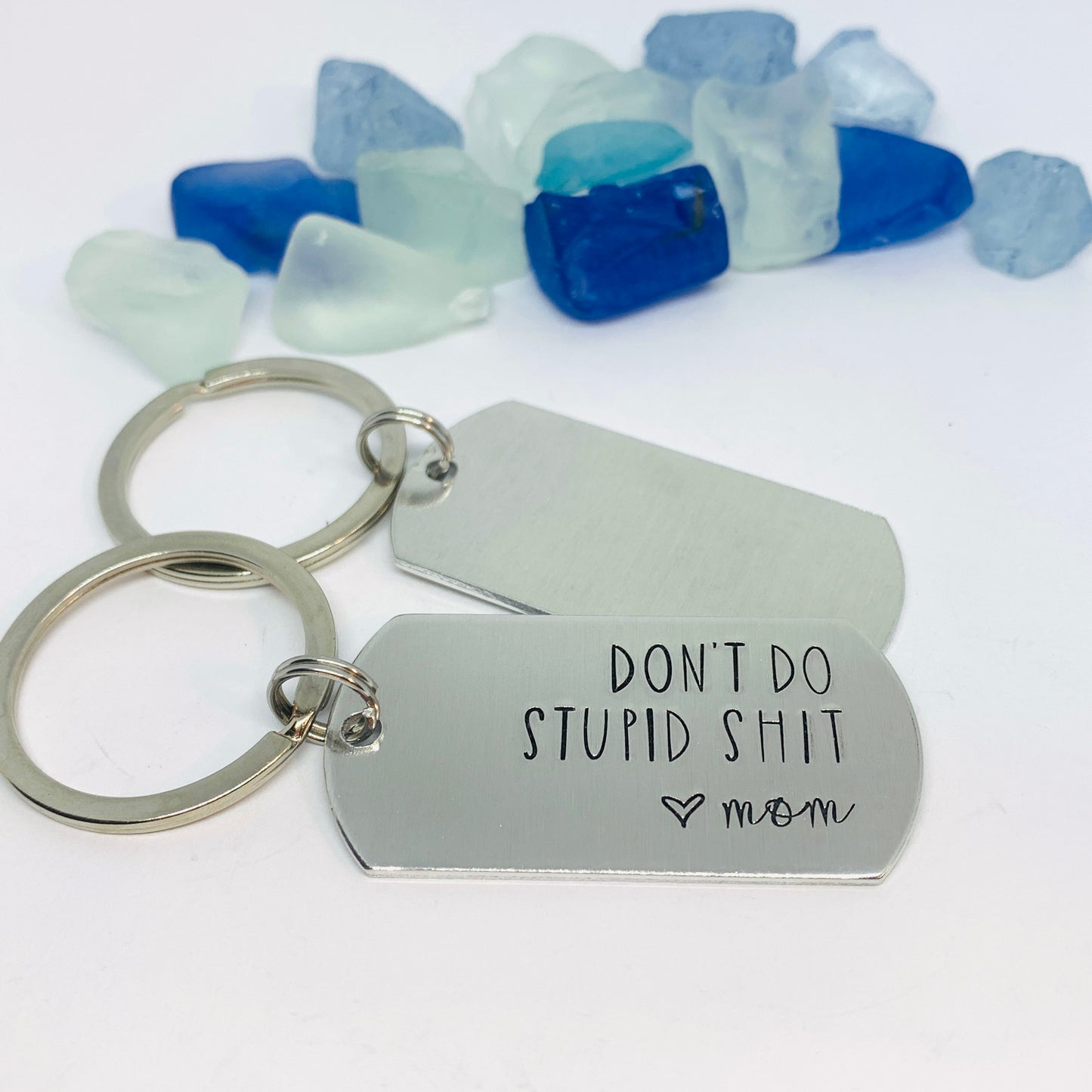 Don’t Do Stupid Shit Love Mom| Hand Stamped Metal Keyring | Drive Safe Gift from Parents | Teenager Keychain Gift | Graduate Gift Idea