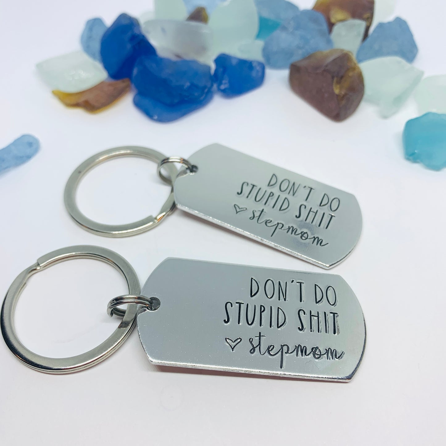 Don’t Do Stupid Shit Love Mom| Hand Stamped Metal Keyring | Drive Safe Gift from Parents | Teenager Keychain Gift | Graduate Gift Idea