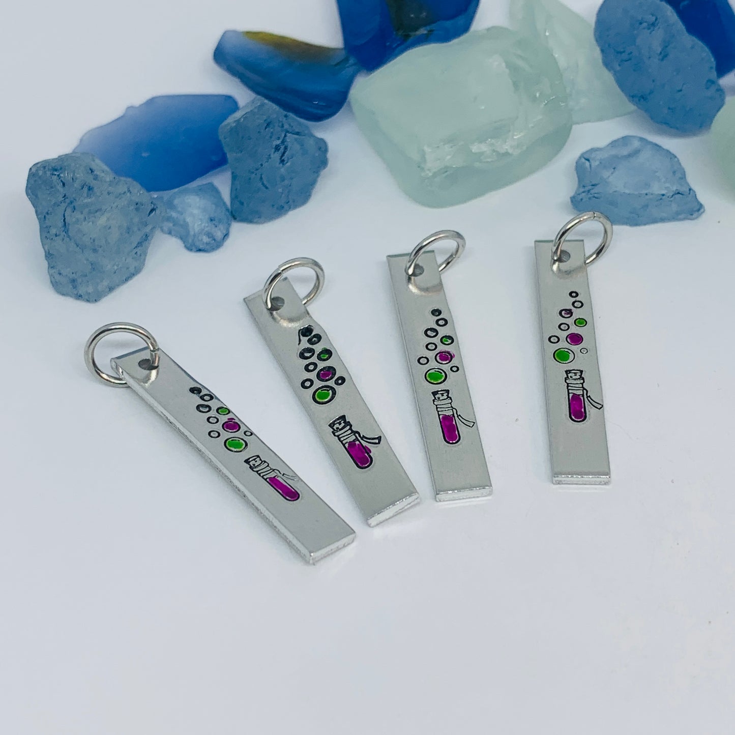 Magic Potion Hand Stamped Painted Necklace | Chemical Reaction | Witches Bubbles and Brew Pendant