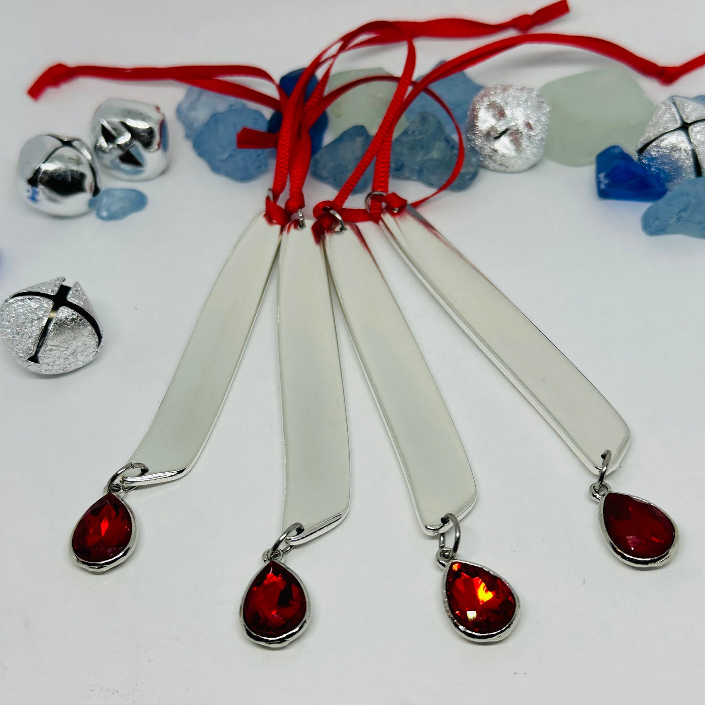 Vintage South Seas 1955 Icicle Ornaments with Red Teardrop Charms | Limited Edition Holiday Decor | Window Charm | Garnet Ruby