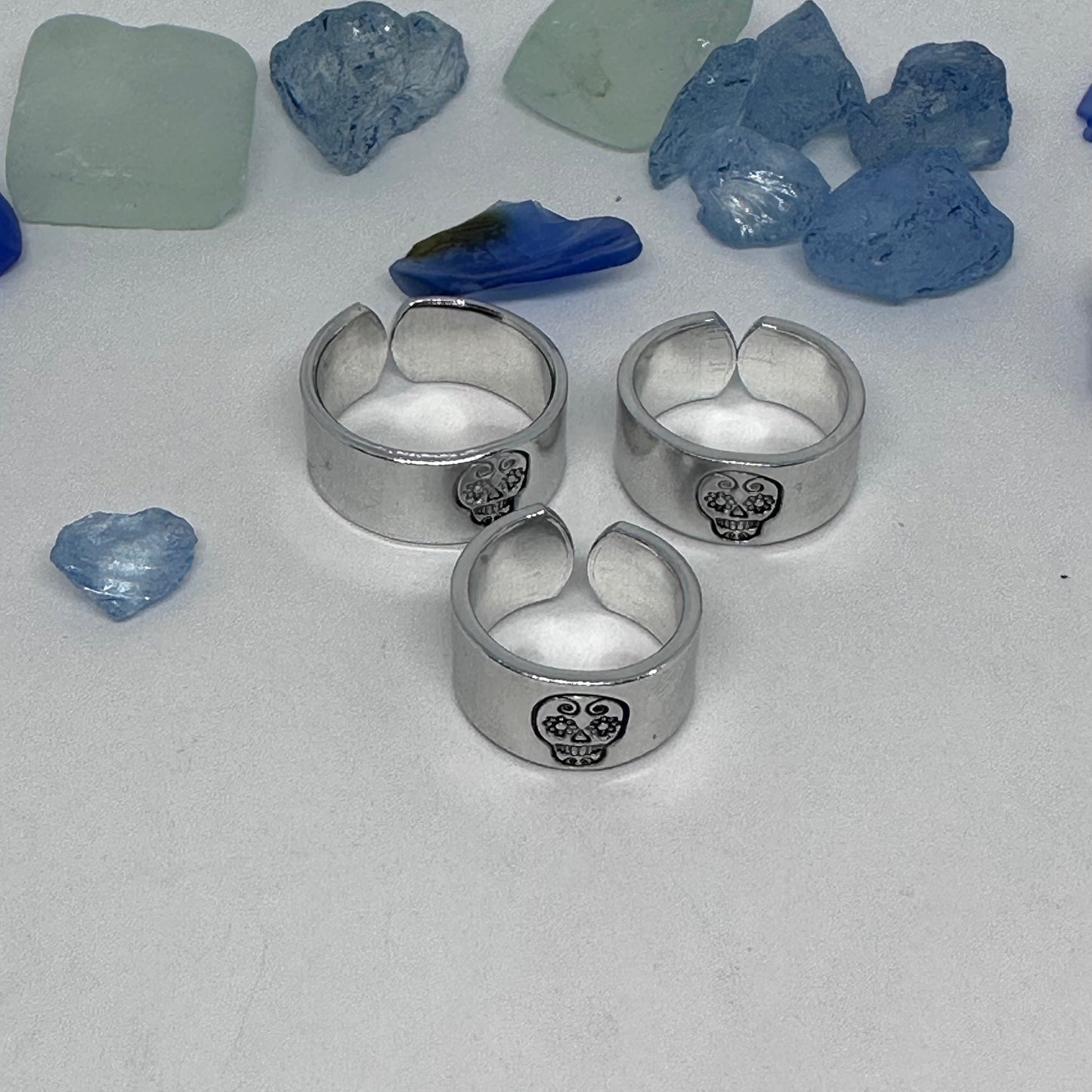 Sugar Skull Hand Stamped Metal Ring | Dios de Muertos | Day of the Dead | Halloween
