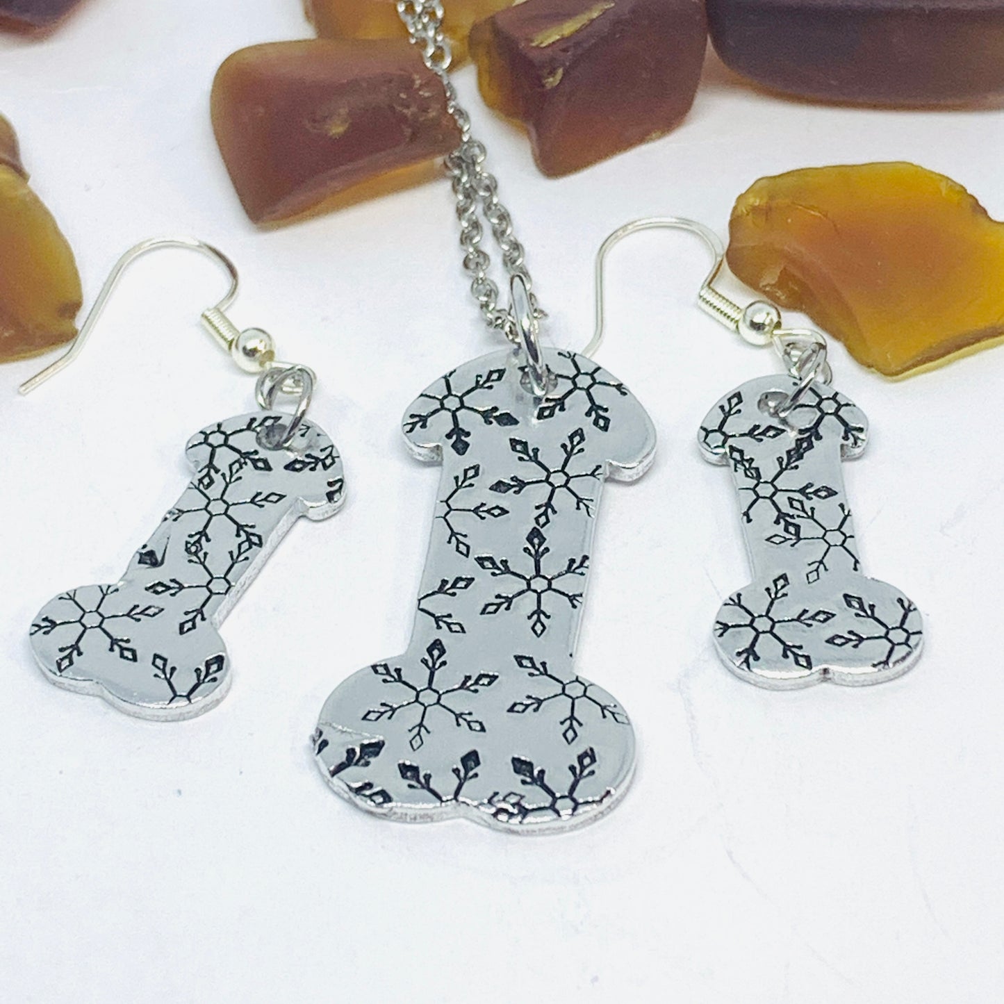 Penis Earrings - Hand Stamped | Dick Jewelry | Cock | Pot Leaf | Snowflakes | Hibiscus