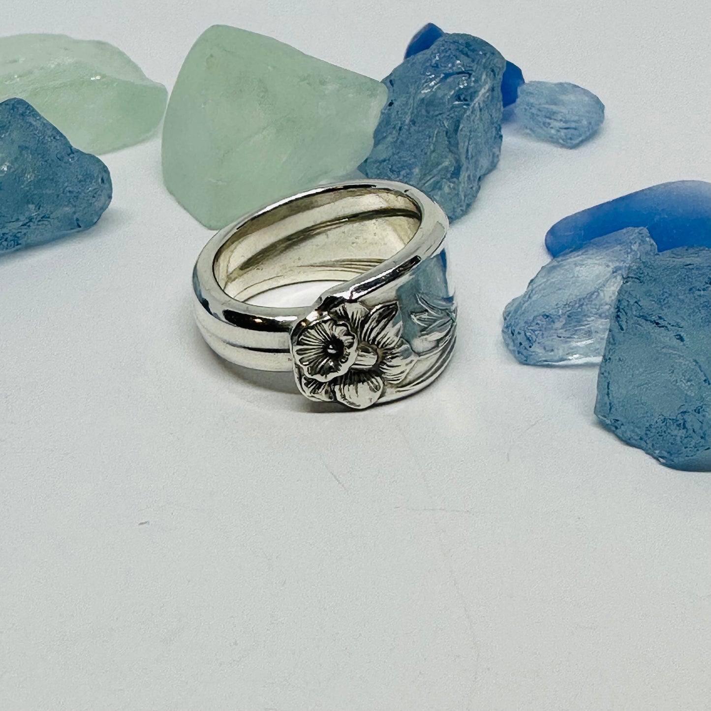 “Daffodil” 1950 Vintage Spoon Ring | Silverware | Upcycled | Antique March Birth Flower