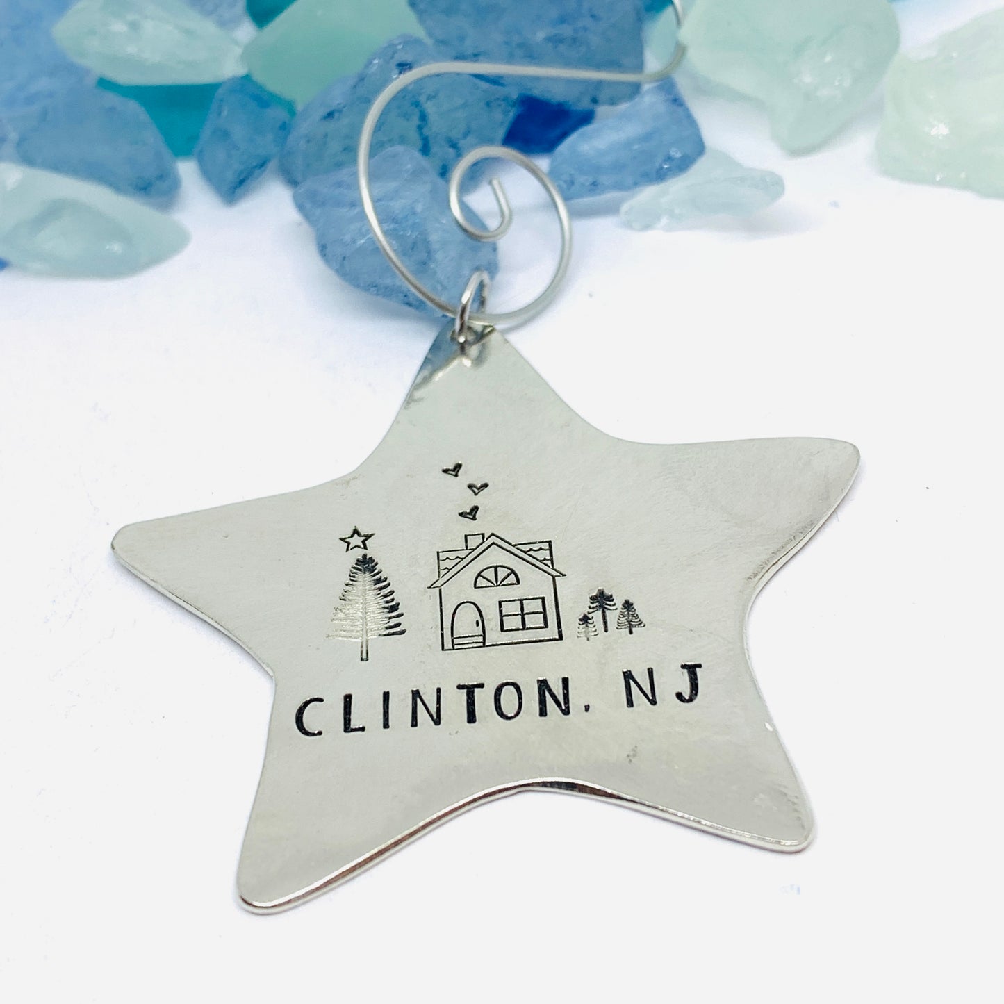 Home Town Hand Stamped Pewter Ornament | Pewter Star Ornament | Christmas Ornament | Hand Crafted Pewter Ornament | Holiday | Tree Decoration