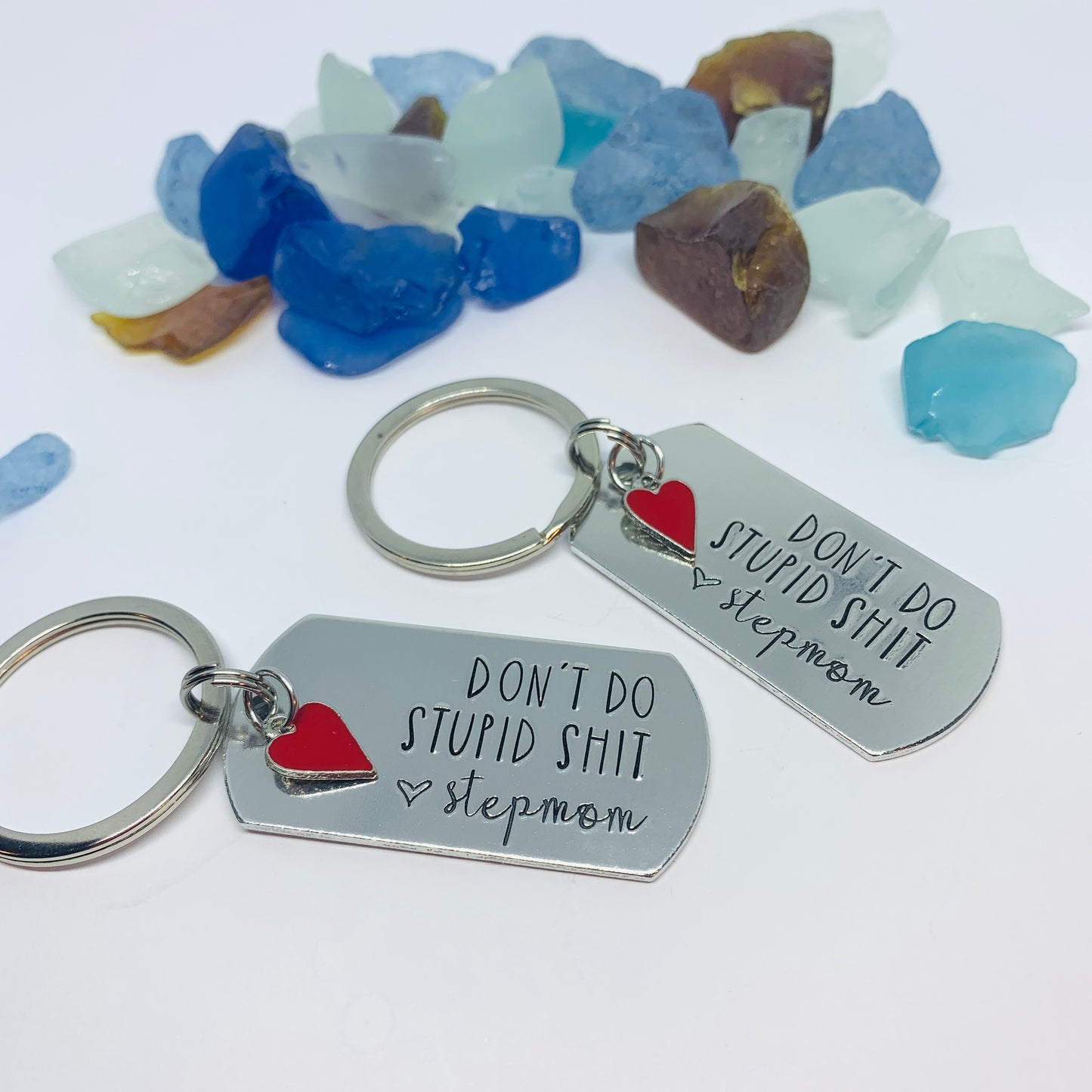 Don’t Do Stupid Shit Love Mom| Hand Stamped Metal Keyring | Drive Safe Gift from Parents | Teenager Keychain Gift | Graduate Gift Idea