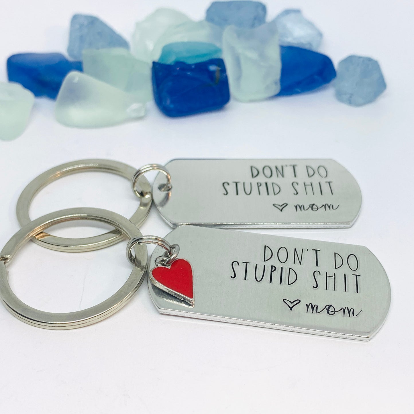 Don’t Do Stupid Shit Love Mom| Hand Stamped Metal Keyring | Drive Safe Gift from Parents | Teenager Keychain Gift | Graduate Gift Idea