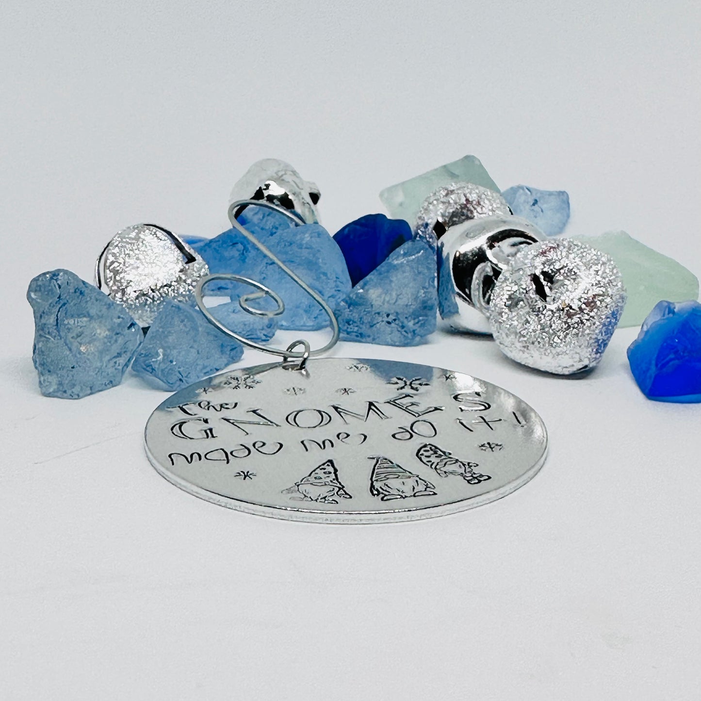 The Gnomes Made Me Do It - Hand Stamped Ornament | Aluminum Round | Christmas | Hand Crafted Tree Decor | Holiday Decoration