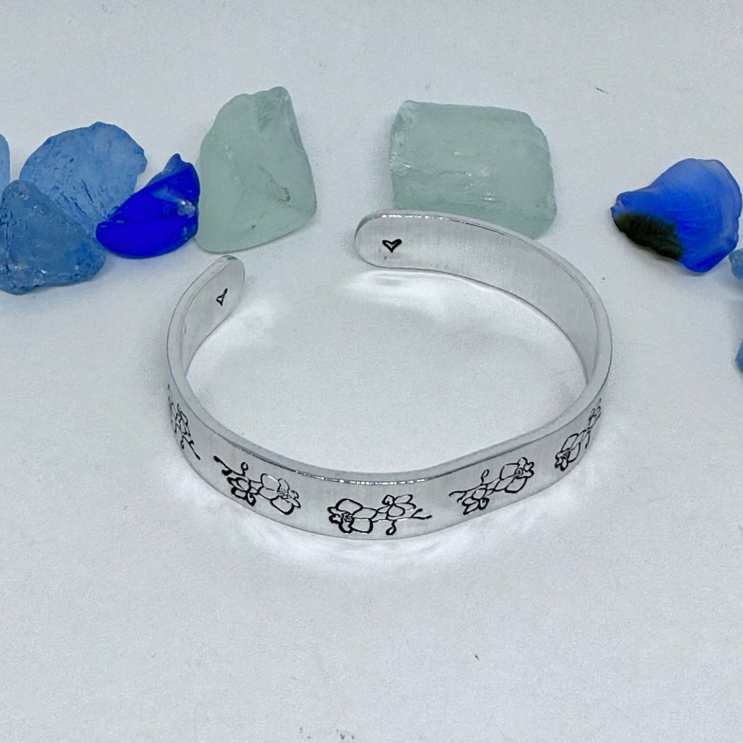 Orchids - Hand Stamped Cuff Bracelet