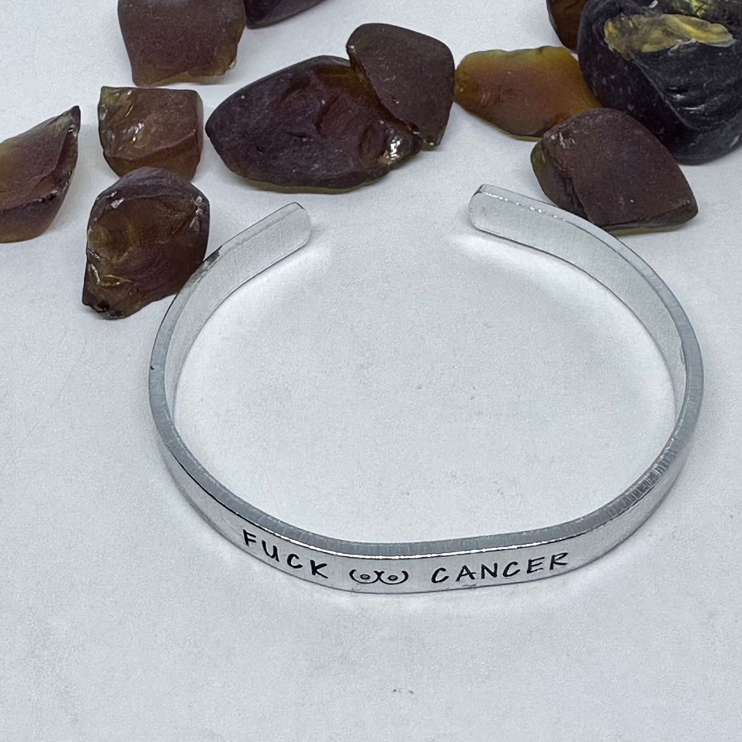 Fuck (.)(.) Cancer - Hand Stamped Cuff Bracelet