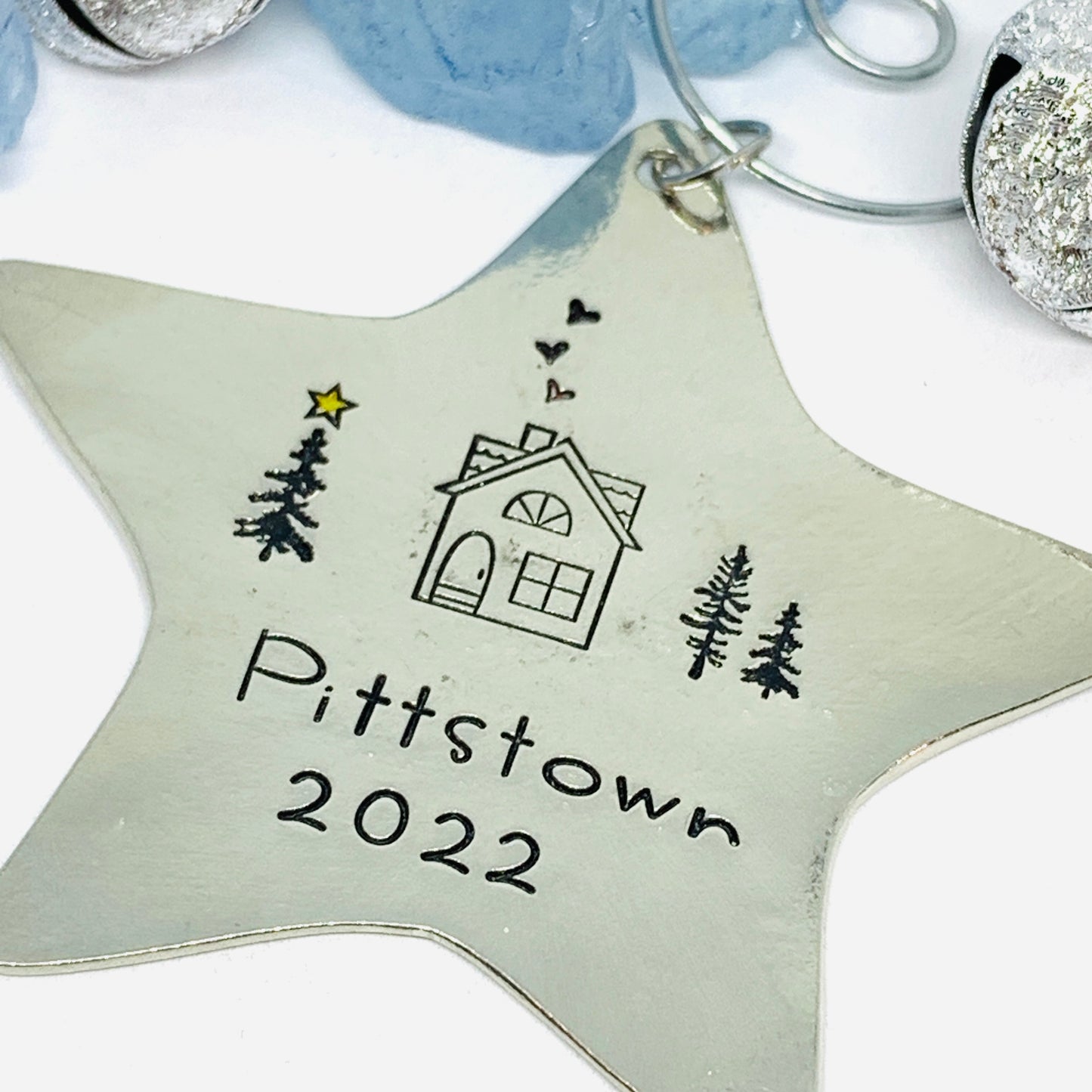 Home Town Hand Stamped Pewter Ornament | Pewter Star Ornament | Christmas Ornament | Hand Crafted Pewter Ornament | Holiday | Tree Decoration