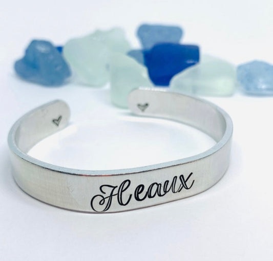 Heaux Hand Stamped Cuff Bracelet