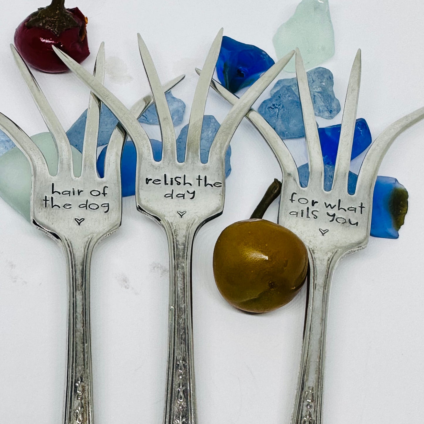 Bloody Mary Vintage Hand Stamped Silverware Fork | Hair of the Dog | For What Ails You | Relish the Day | Antique