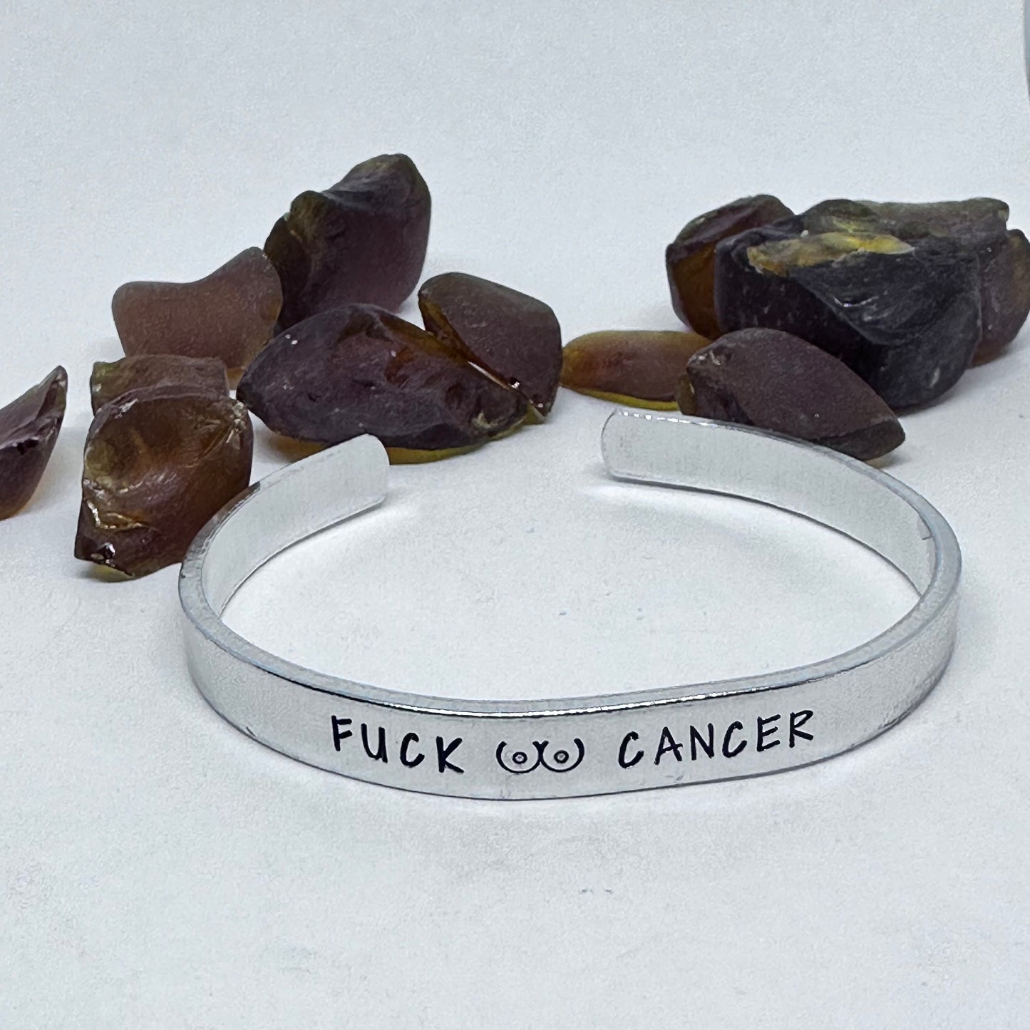 Fuck (.)(.) Cancer - Hand Stamped Cuff Bracelet