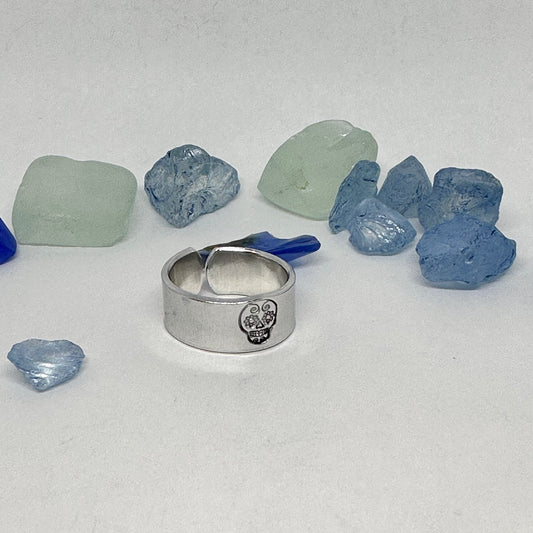 Sugar Skull Hand Stamped Metal Ring | Dios de Muertos | Day of the Dead | Halloween