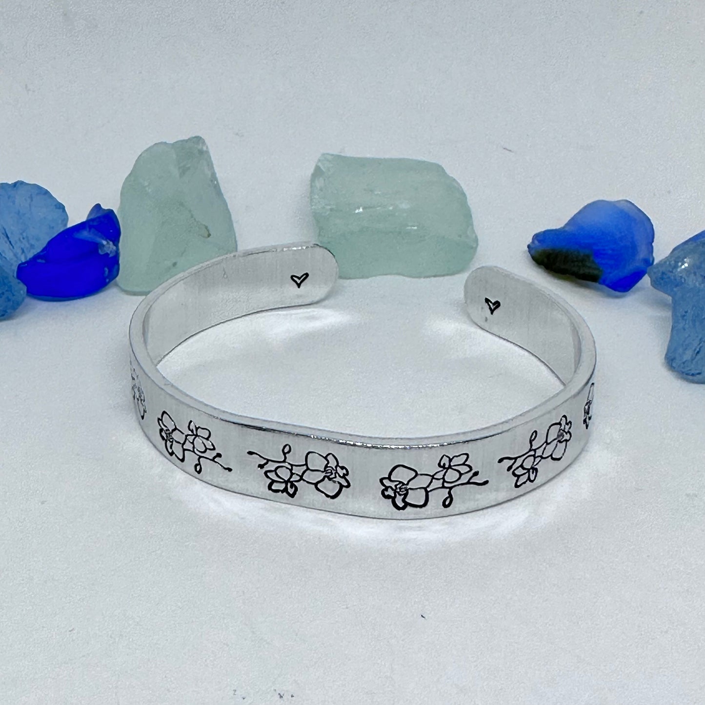 Orchids - Hand Stamped Cuff Bracelet