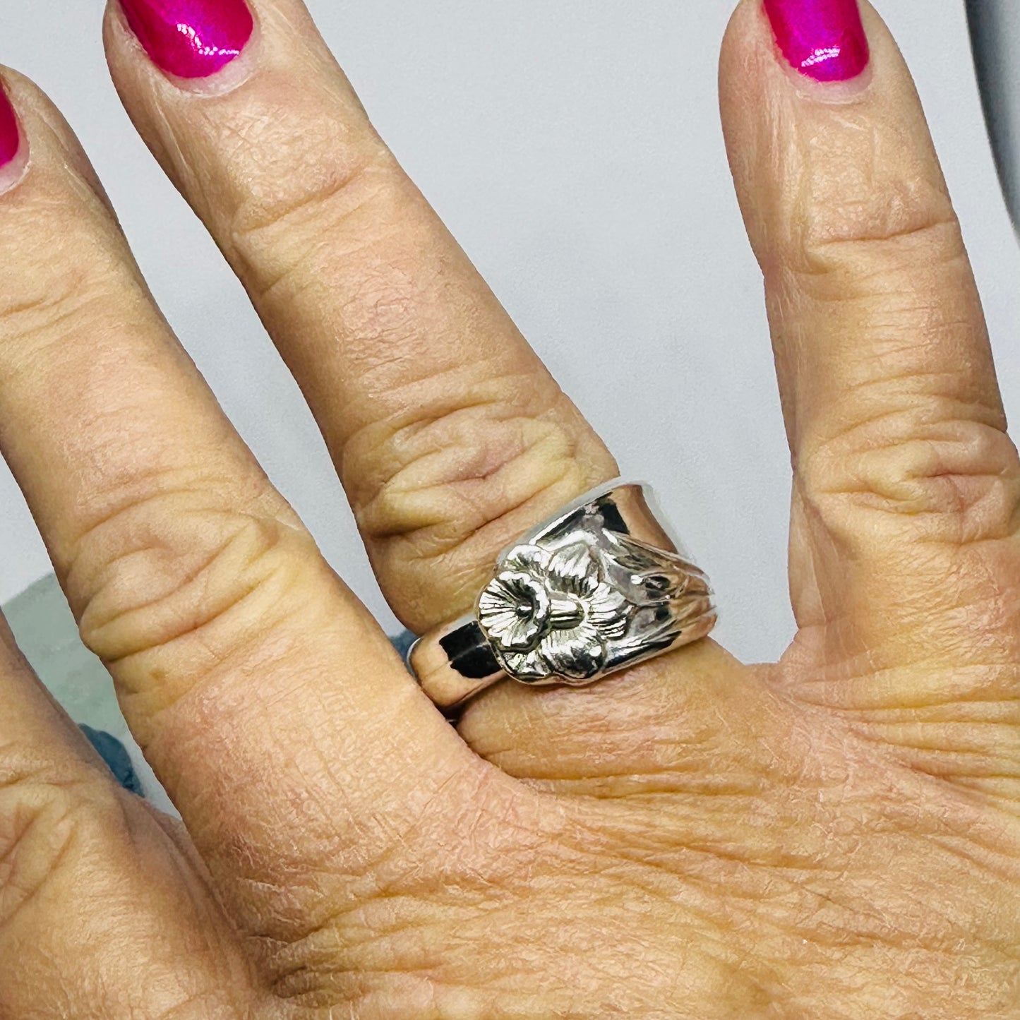 “Daffodil” 1950 Vintage Spoon Ring | Silverware | Upcycled | Antique March Birth Flower