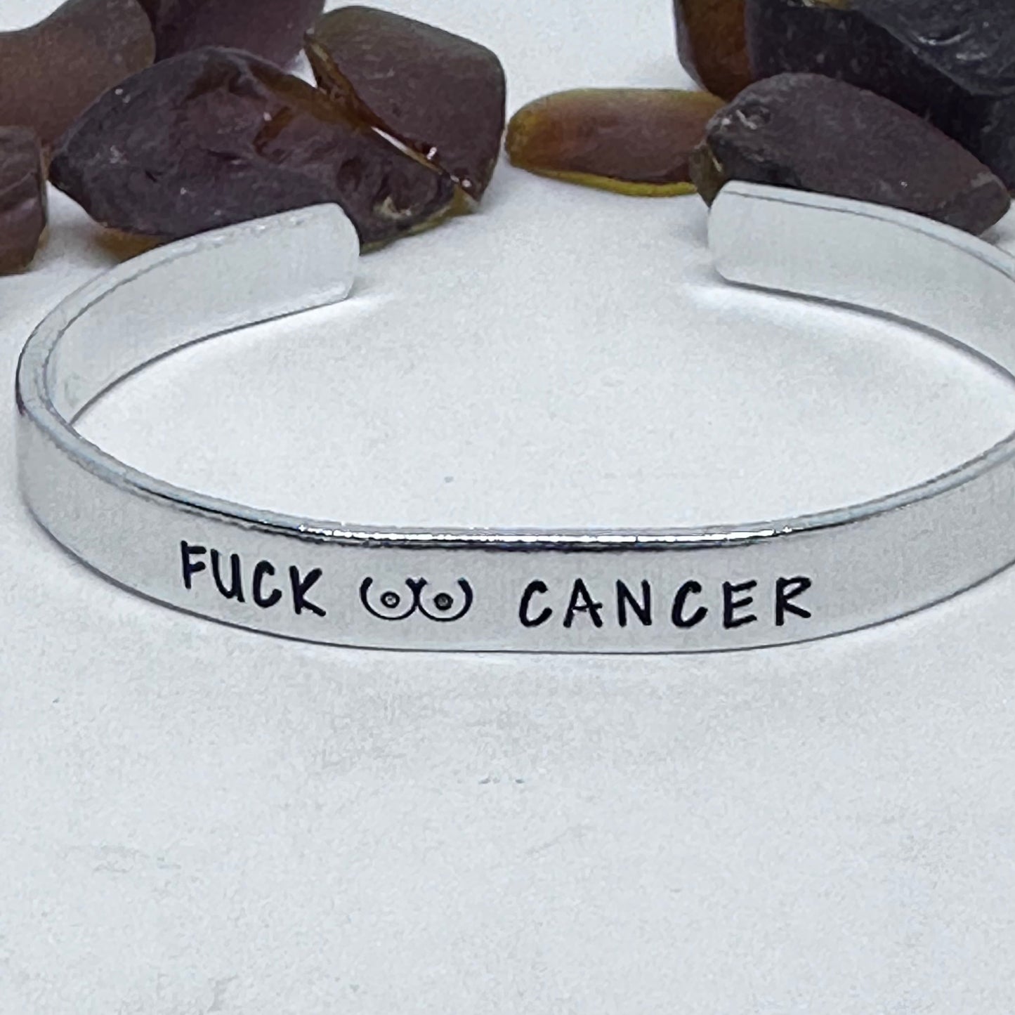 Fuck (.)(.) Cancer - Hand Stamped Cuff Bracelet