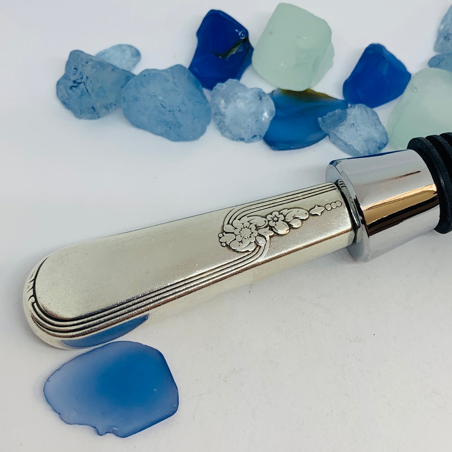 “Youth” Vintage Silverware Bottle Stopper | 1940 Int’l Silver | Up-Cycled Wine Stopper | Silverware Bottle Closure | Antique Knife Handle Wine Plug