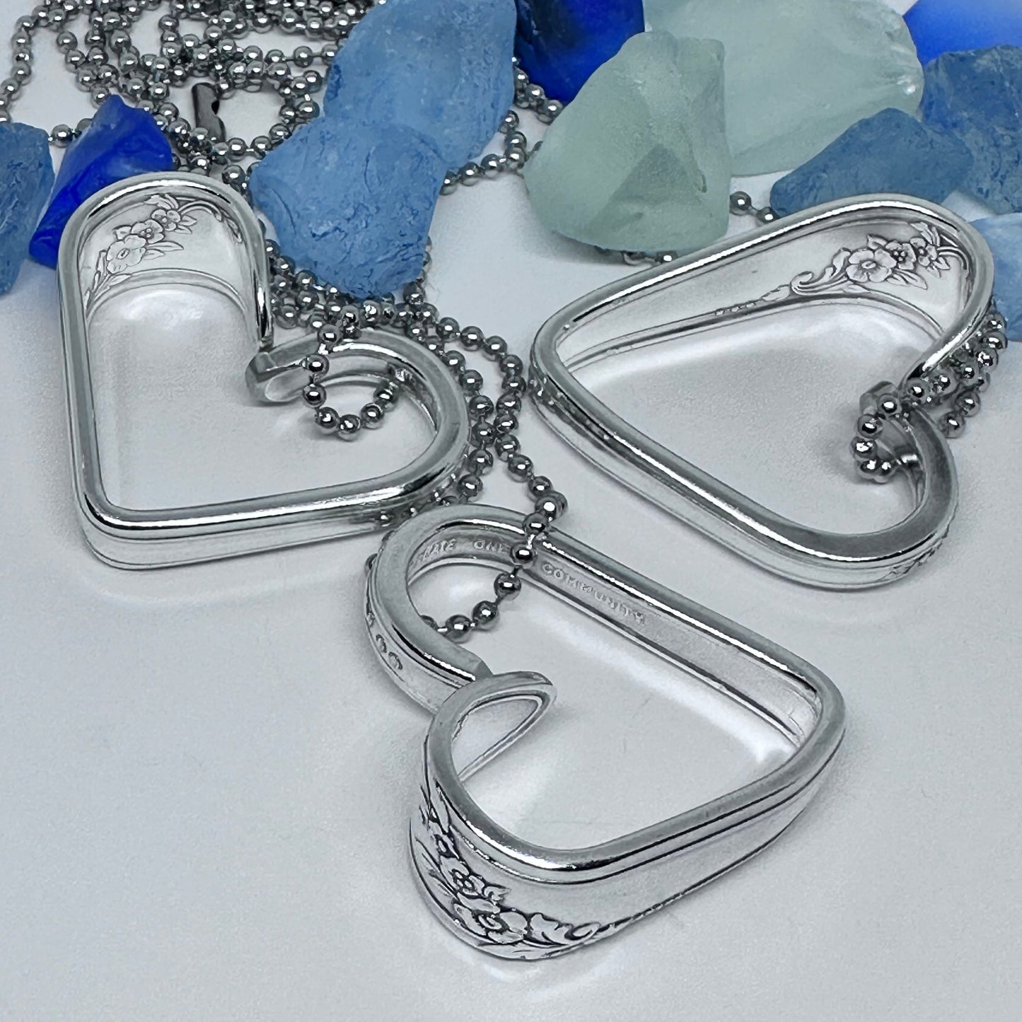 Hearts made from Vintage Silverware | Bent Spoon Fork | Heart-Shaped Pendant Necklace Keychain Key Ring | Silverware Jewelry | Love | Valentine's Day Gift