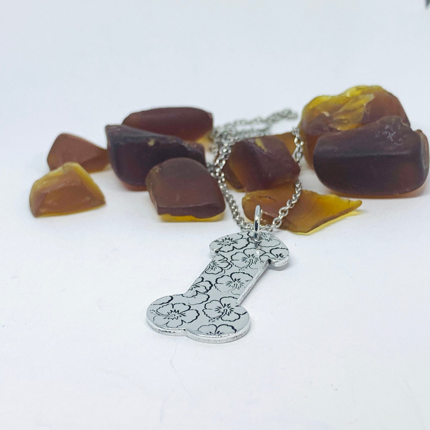 Penis Pendant Necklace - Hand Stamped | Dick Jewelry | Cock | Pot Leaf | Snowflakes | Hibiscus