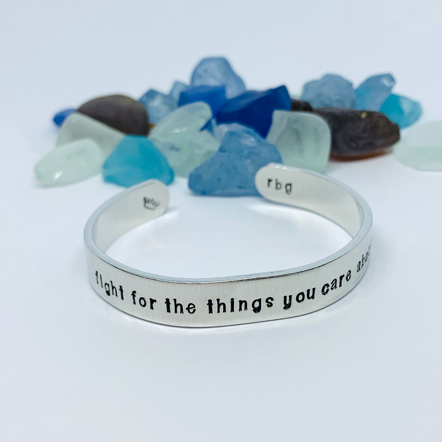 Fight for the things you care about RBG Hand Stamped Metal Cuff Bracelet | Feminist Jewelry | Resistance Jewelry | Ruth Bader Ginsburg Quote
