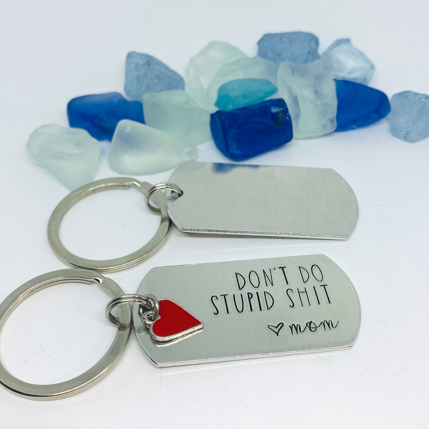 Don’t Do Stupid Shit Love Mom| Hand Stamped Metal Keyring | Drive Safe Gift from Parents | Teenager Keychain Gift | Graduate Gift Idea