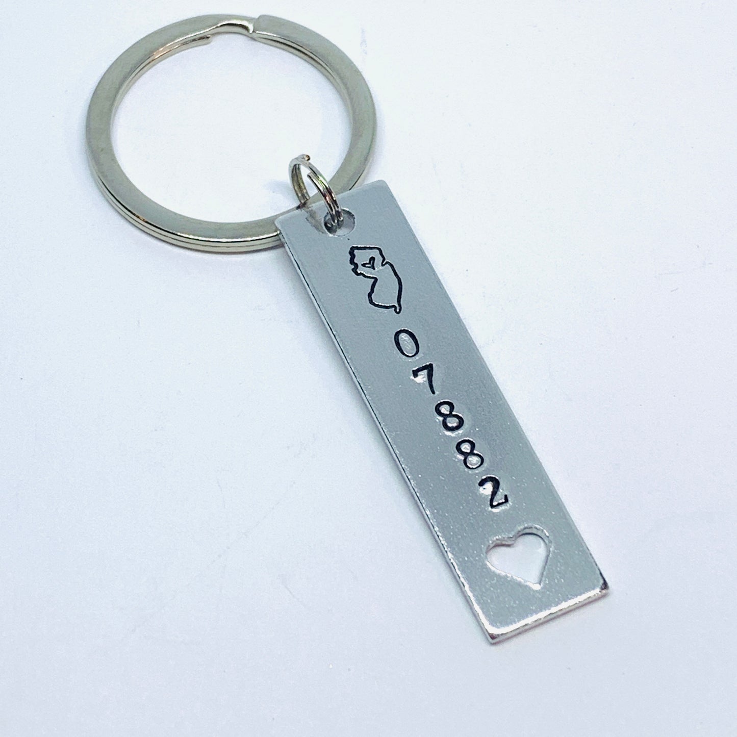 NJ ZIP Code - Hand Stamped Key Ring