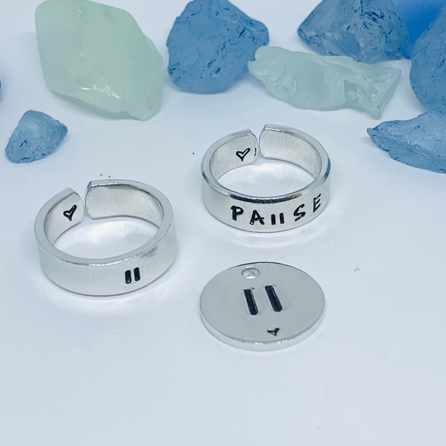 PAUSE Hand Stamped Ring | Relax Meditation Ring | Stamped Metal Cuff Ring | Gift for Them | Peaceful Jewelry