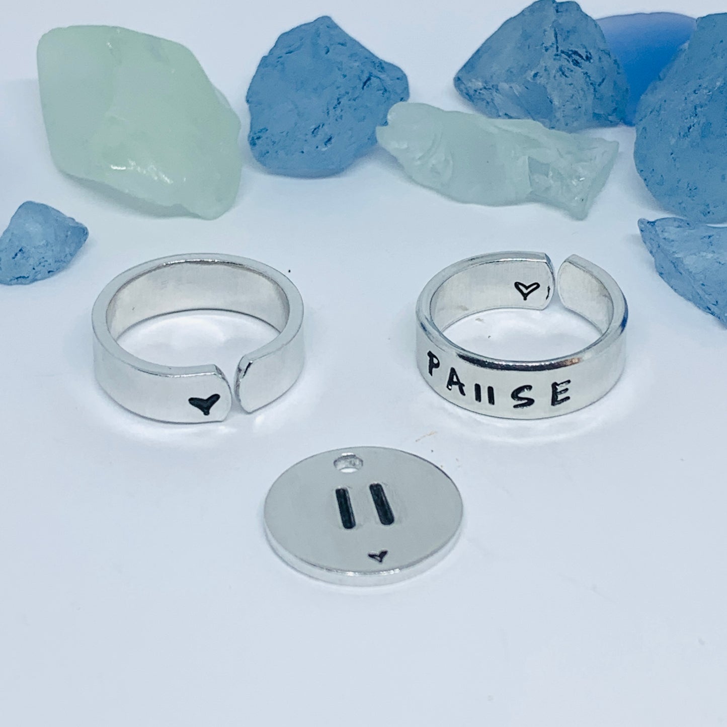 PAUSE Hand Stamped Ring | Relax Meditation Ring | Stamped Metal Cuff Ring | Gift for Them | Peaceful Jewelry