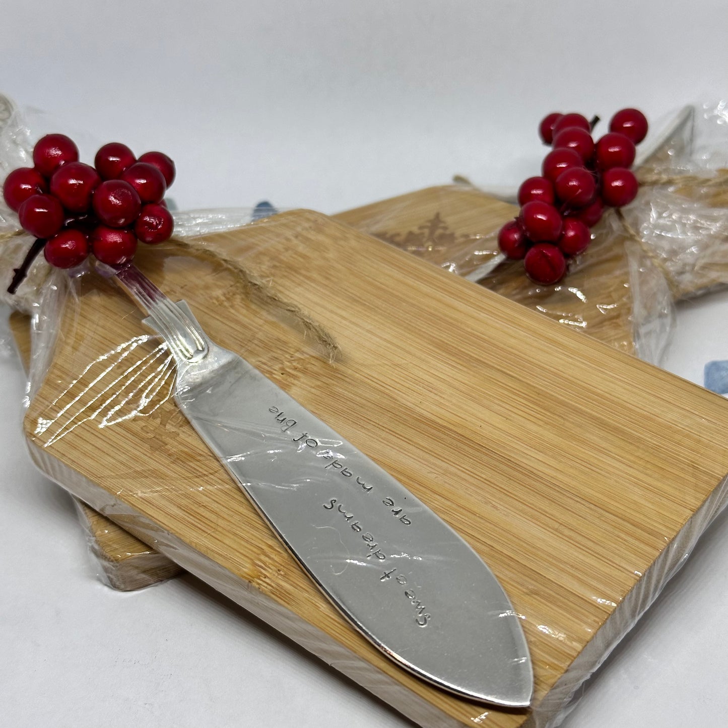 Gift Set - Vintage Silver Plated Hand Stamped Butter Knife & Cutting Board | Cheese Knife | Charcuterie