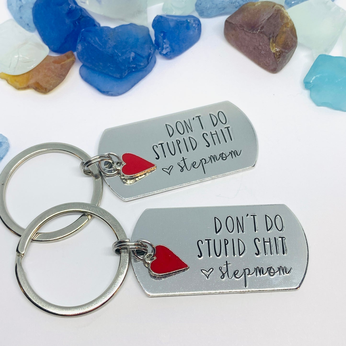 Don’t Do Stupid Shit Love Mom| Hand Stamped Metal Keyring | Drive Safe Gift from Parents | Teenager Keychain Gift | Graduate Gift Idea