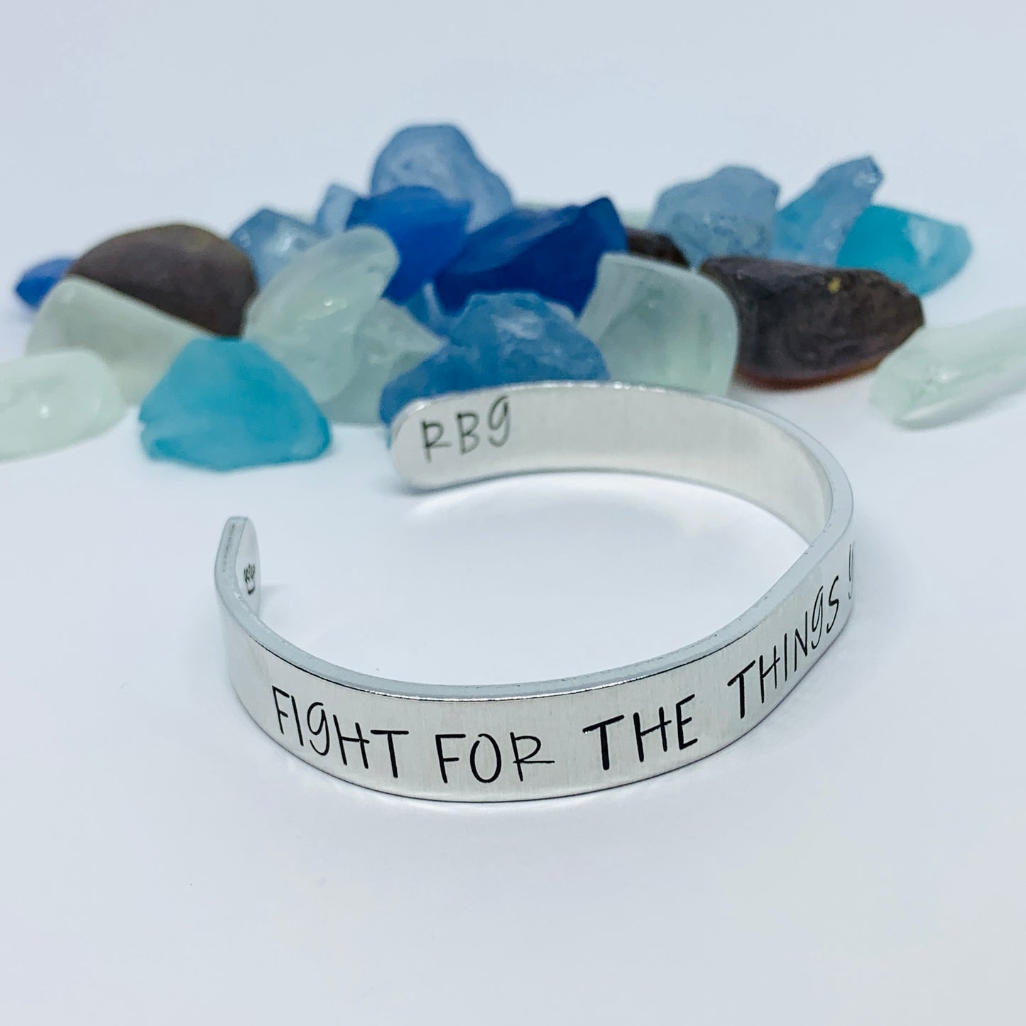Fight for the things you care about RBG Hand Stamped Metal Cuff Bracelet | Feminist Jewelry | Resistance Jewelry | Ruth Bader Ginsburg Quote