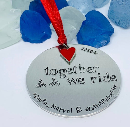 Peloton Ornament Together We Ride | Bicycle Hand Crafted Ornament | BFF Ornament Personalize | Peloton Squad Leaderboard Name