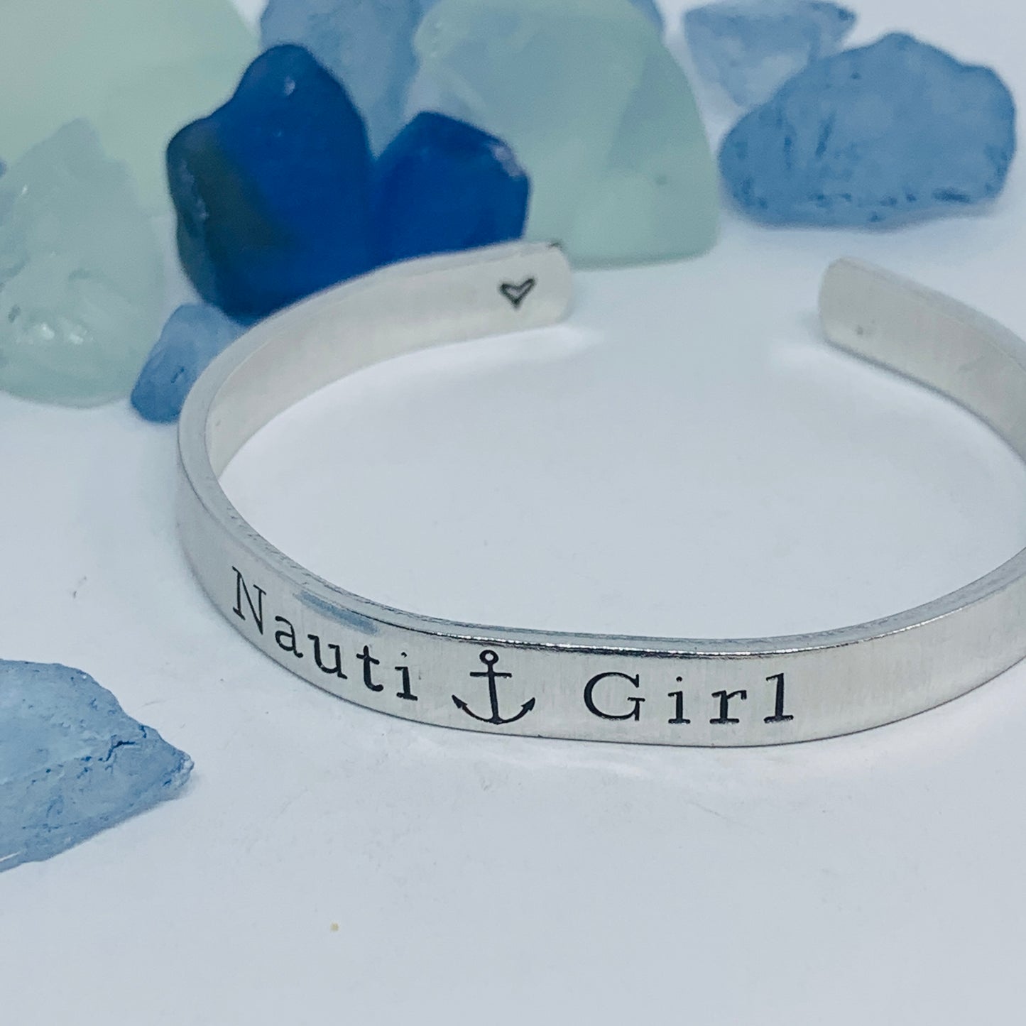 Nauti Girl Hand Stamped Metal Cuff Bracelet | Nautical Jewelry | Anchor