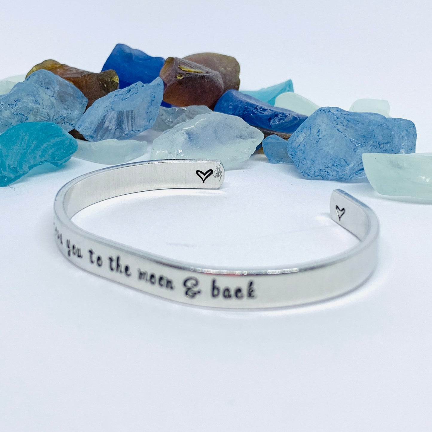 Love you to the moon & back - Hand Stamped Metal Cuff Bracelet | Love Cuff | Gift for Her | Love Script Bracelet | Quote Bracelet