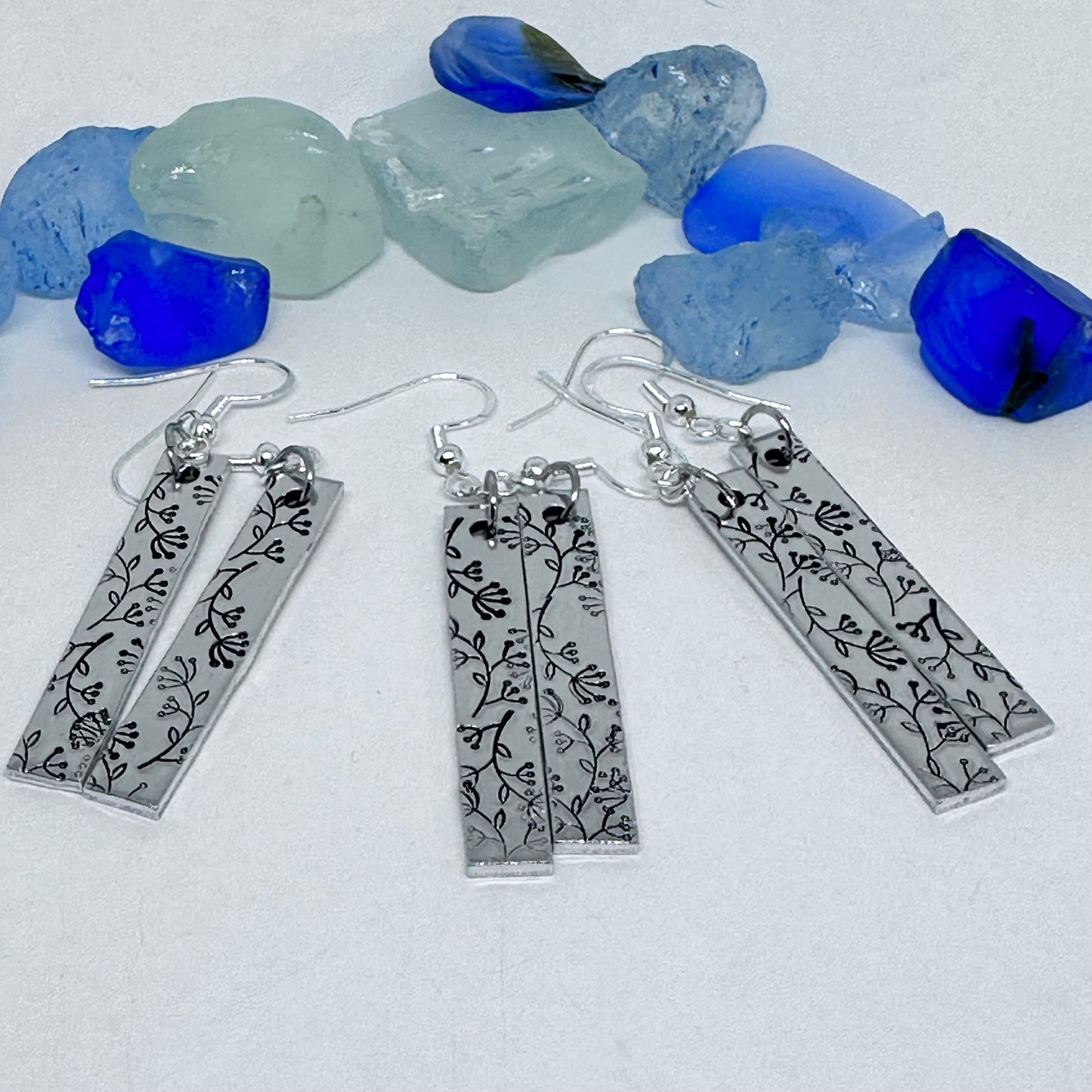 Dangling Floral - Hand Stamped Earrings