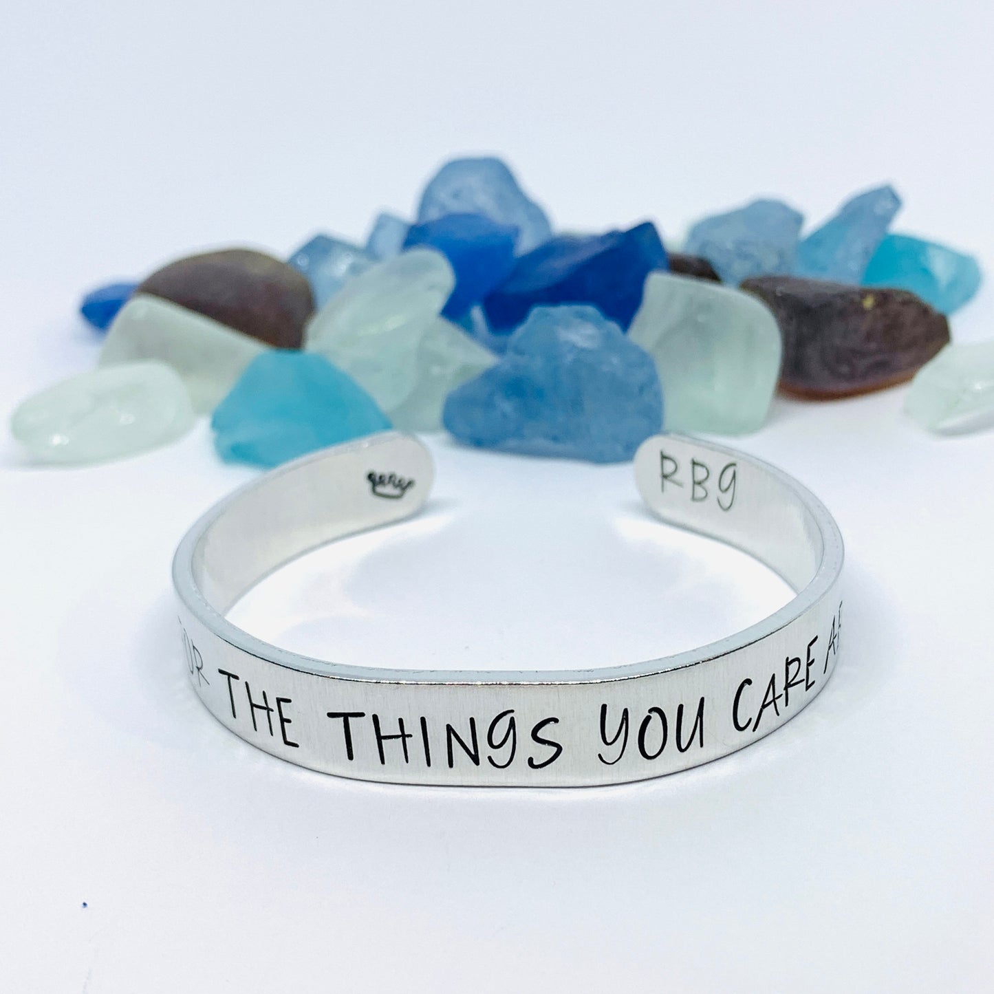 Fight for the things you care about RBG Hand Stamped Metal Cuff Bracelet | Feminist Jewelry | Resistance Jewelry | Ruth Bader Ginsburg Quote