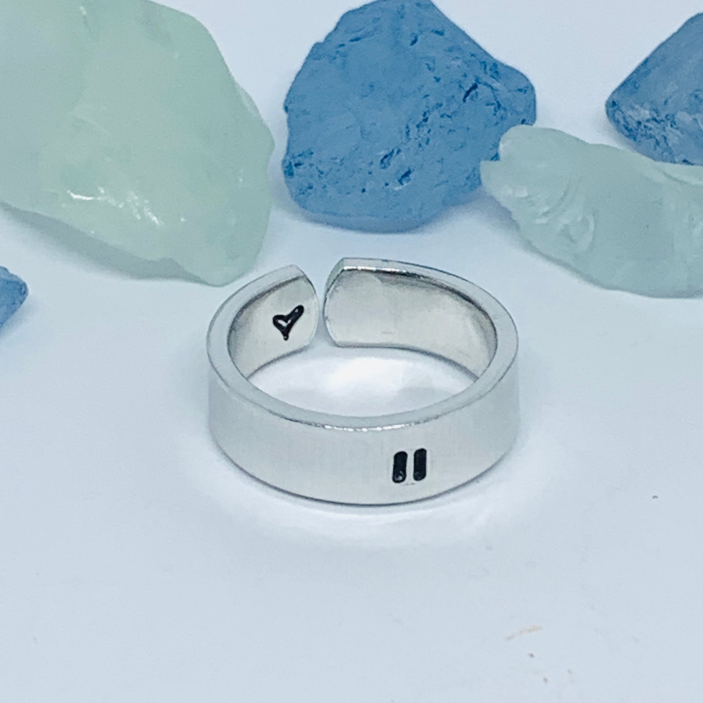 PAUSE Hand Stamped Ring | Relax Meditation Ring | Stamped Metal Cuff Ring | Gift for Them | Peaceful Jewelry