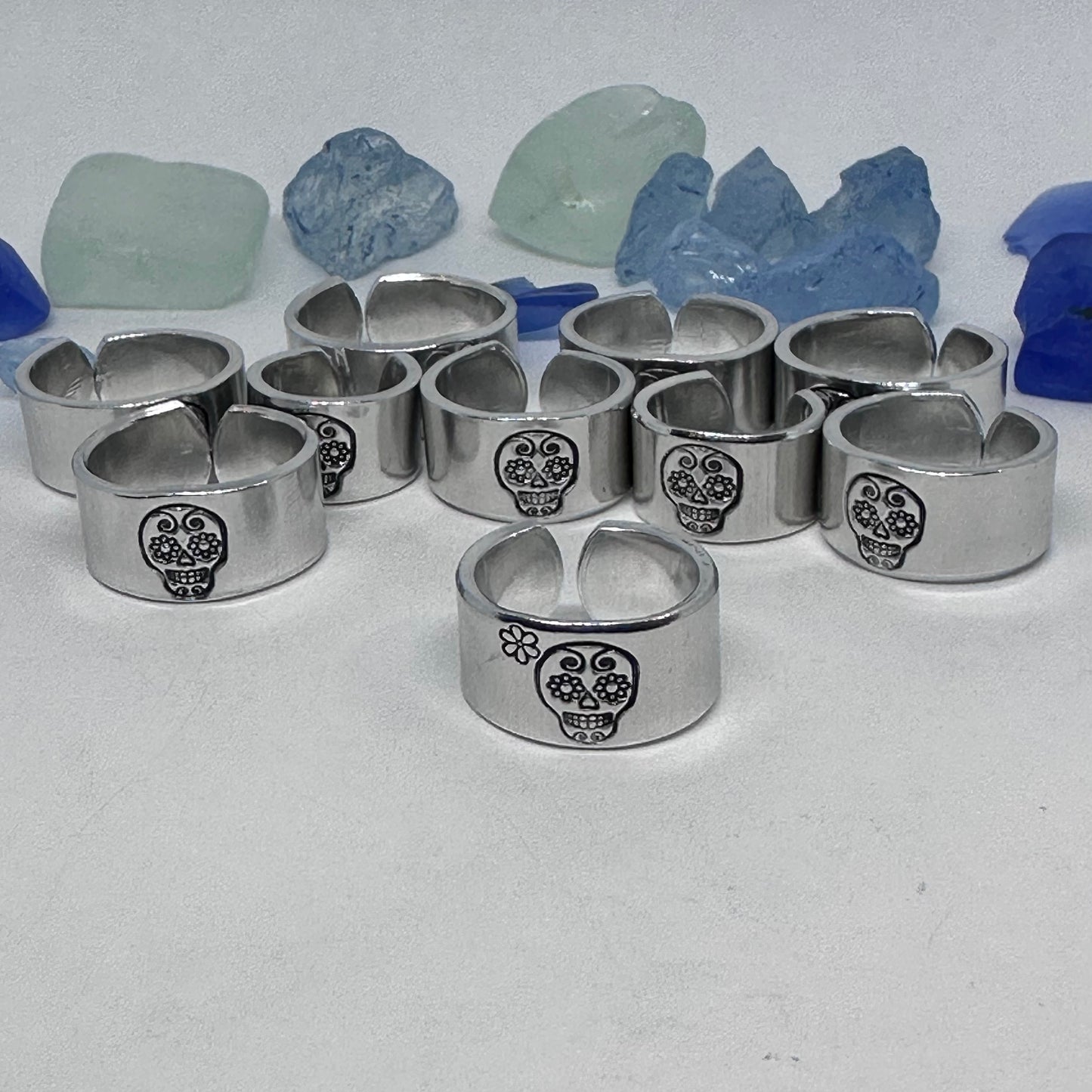 Sugar Skull Hand Stamped Metal Ring | Dios de Muertos | Day of the Dead | Halloween