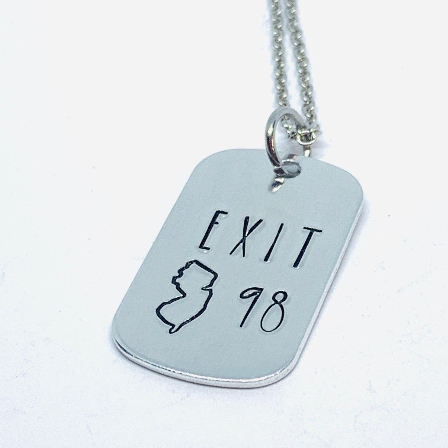 Exit # Tag - Hand Stamped Necklace