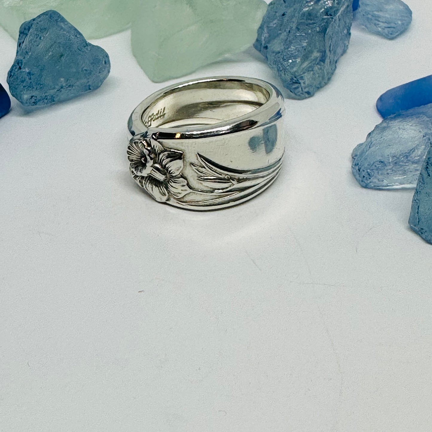 “Daffodil” 1950 Vintage Spoon Ring | Silverware | Upcycled | Antique March Birth Flower